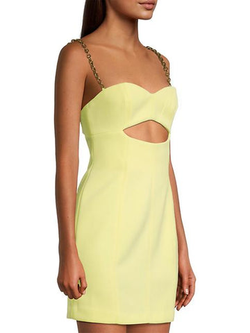 Misha Collection Anja Cut Out Chain Soft Lime Dress